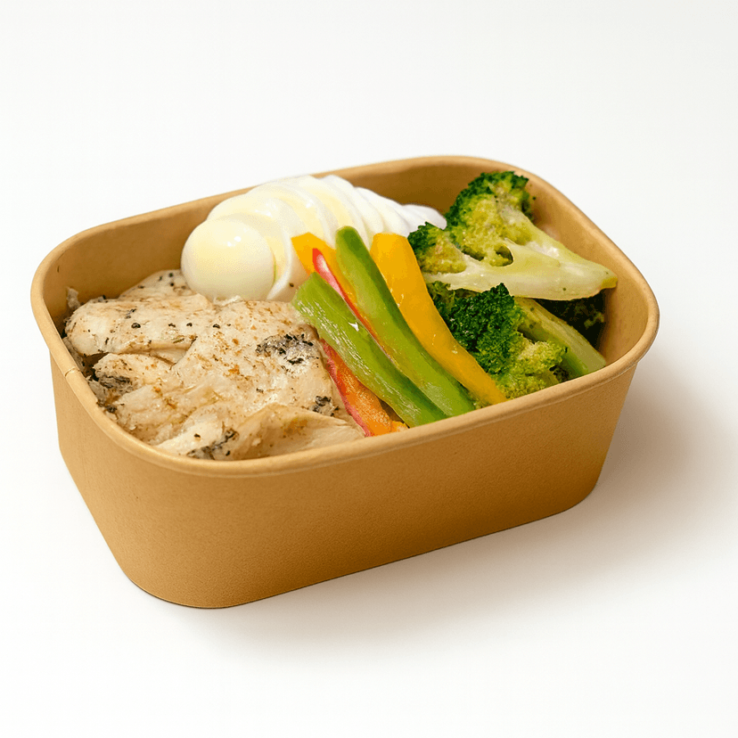 Grilled Chicken Breast, Roasted Bell Peppers, Broccoli, & Boiled Egg